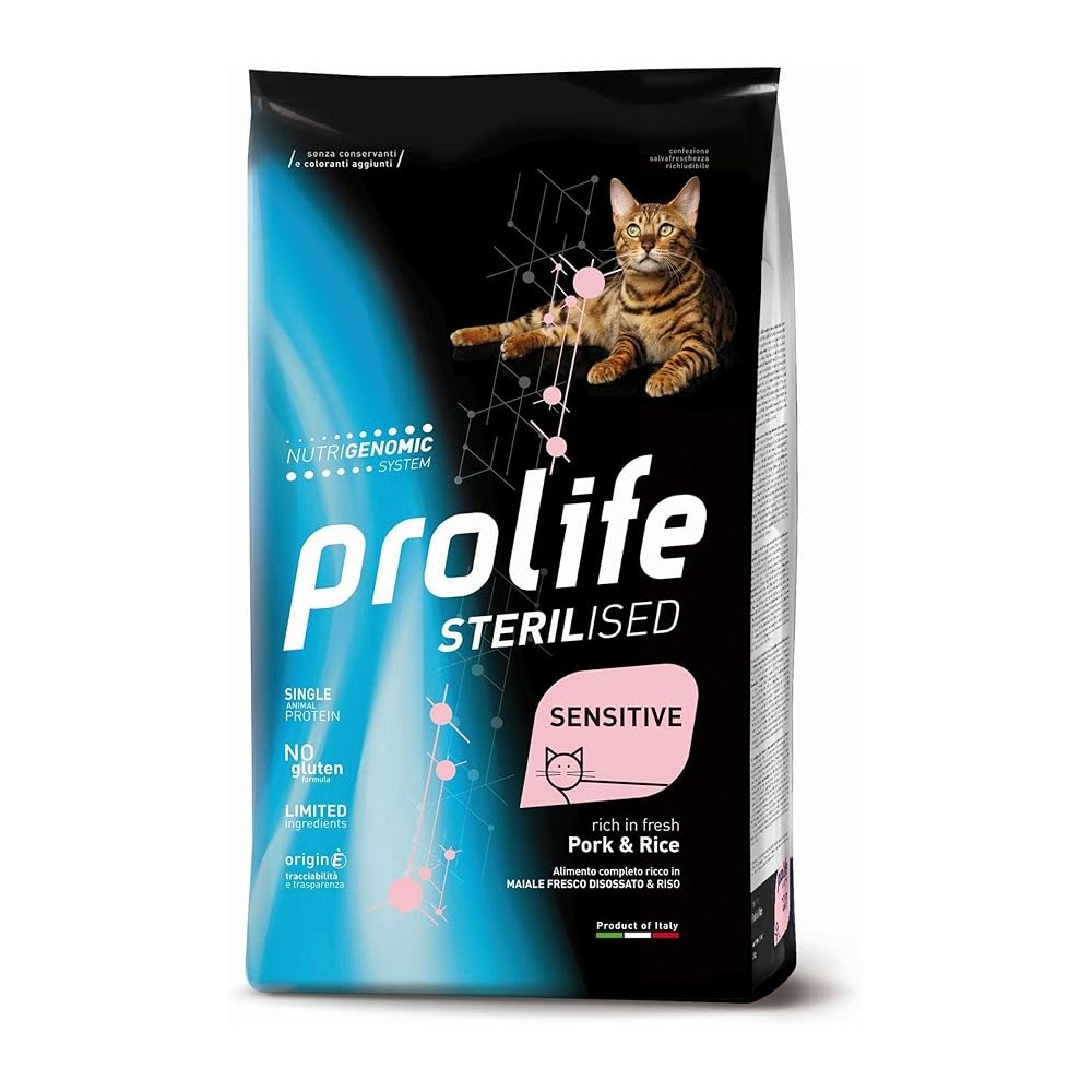 Prolife Crocchette gatto sterilised Maiale e Rice 1.5 Kg