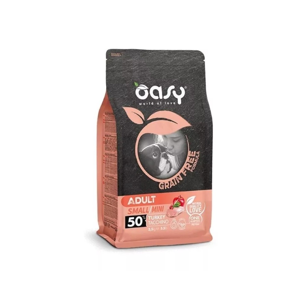 Oasy  Dog Grain  Free Crocchette Cane  Tacchino Mini 2.5 Kg