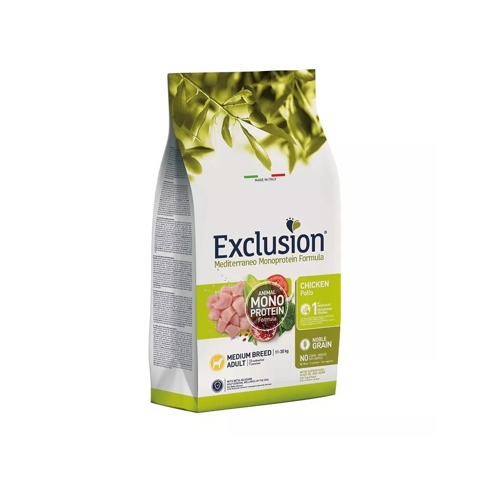 EXCLUSION  Monoproteico  Crocchette cane adult medium pollo 12kg