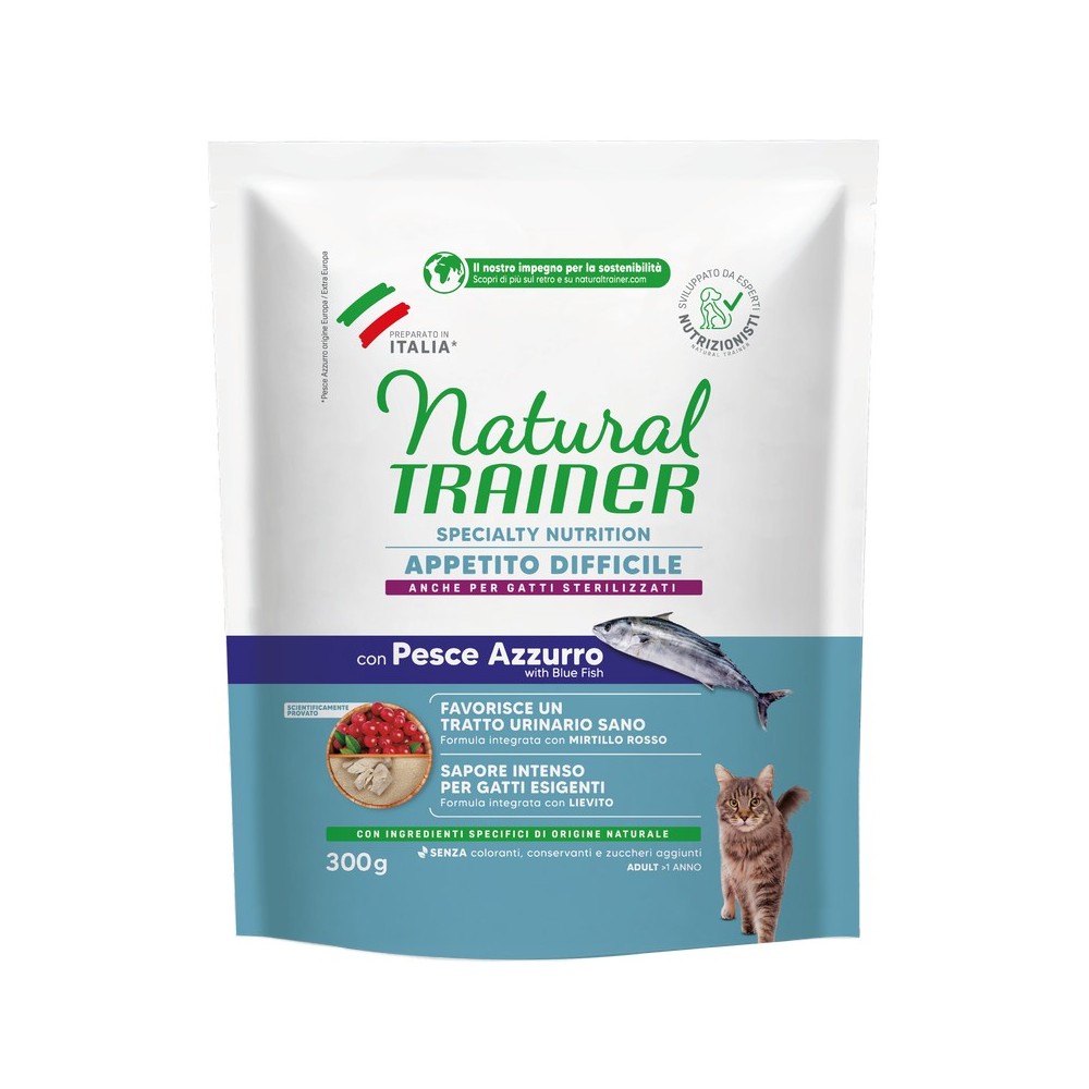 Natural Trainer crocchette gatto  300 Gr Pesce Azzurro