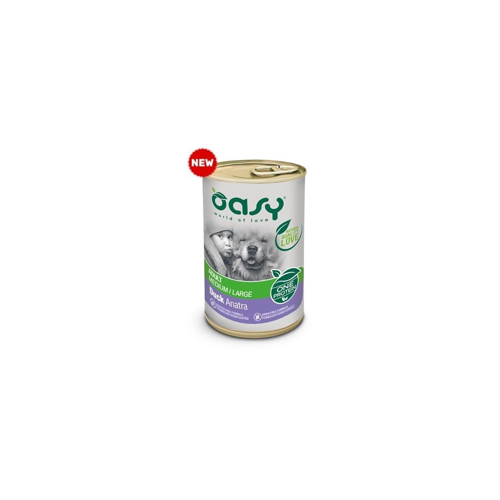 Oasy Dog mono proteico  Medium/Large Anatra  400 Gr cibo umido per cani