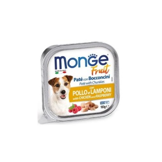 Monge Dog Fruit patè con bocconcini  Pollo/Lamponi 100Gr cibo umido