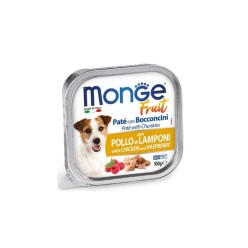 Monge Dog Fruit patè con bocconcini  Pollo/Lamponi 100Gr cibo umido