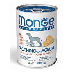MONGE MONOPROTEICO DOG SOLO TACCHINO/AGRUMI PATÈ 400 GR CIBO UMIDO