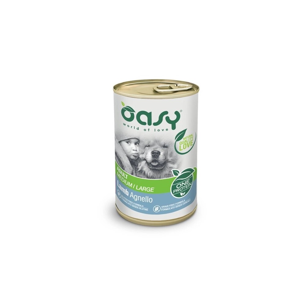 Oasy Dog mono proteico  Medium/Large Agnello 400 Gr  cibo umido per cani