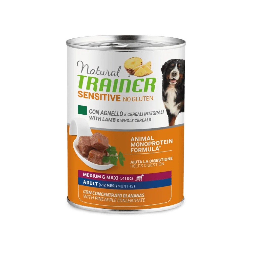 Natural Trainer cane Lattine 400 Gr Sensitive Agnello cibo umido