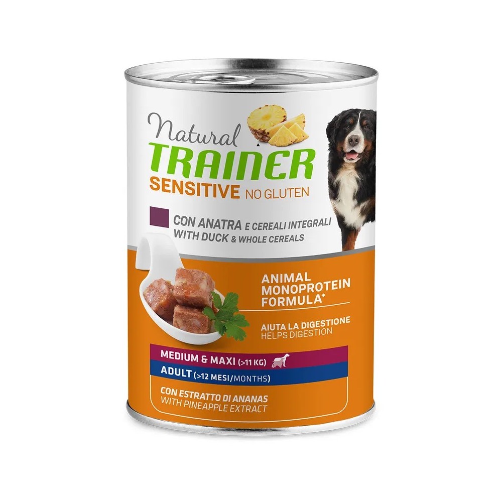 Natural Trainer cane Lattine 400 Gr Sensitive Anatra cibo umido