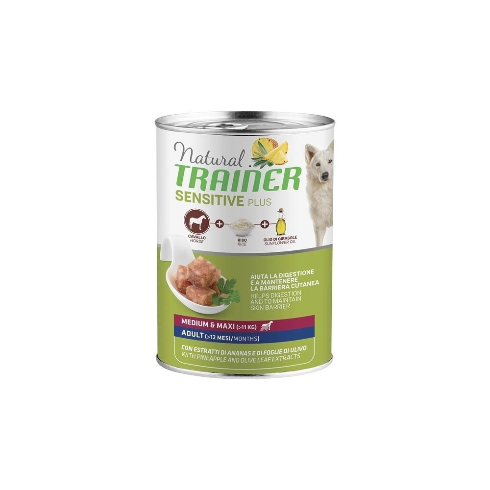Natural Trainer cane Lattine 400 Gr Sensitive Cavallo cibo umido