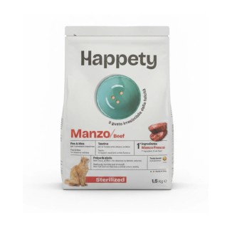 Happety crocchette gatto  Sterilized Manzo 1.5 Kg
