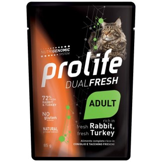 Prolife Adult Gatto tacchino e Coniglio 85 Gr Cibo Umido