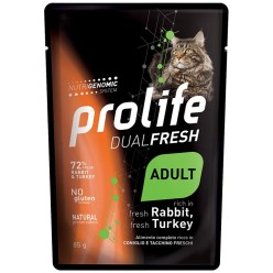 Prolife Adult Gatto tacchino e Coniglio 85 Gr Cibo Umido