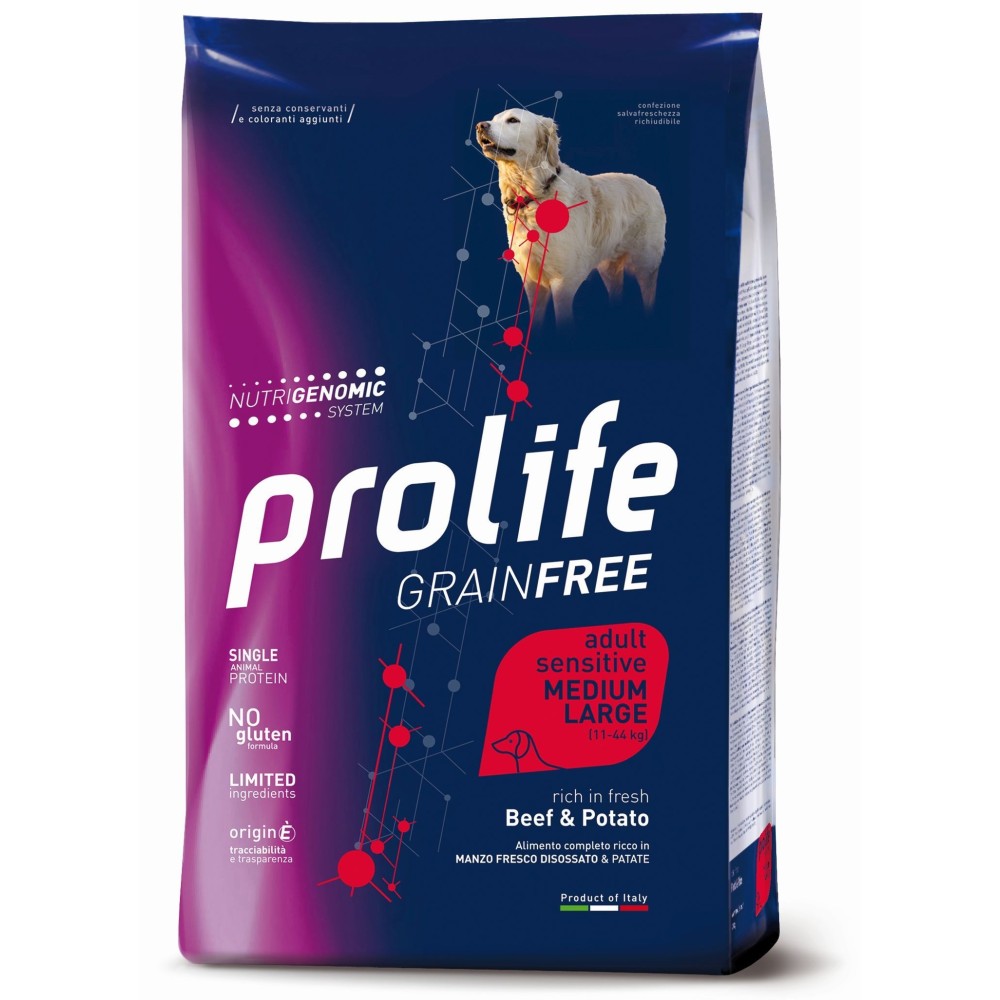 Prolife crocchette cane  Grain Free Manzo 7 Kg