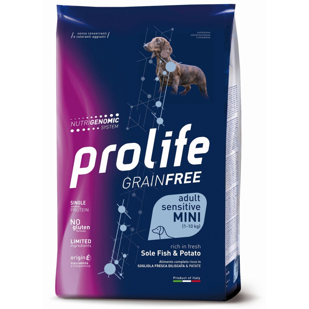 Prolife Crocchette Cane  Grain free  Sensitive Mini Sogliola E Patata