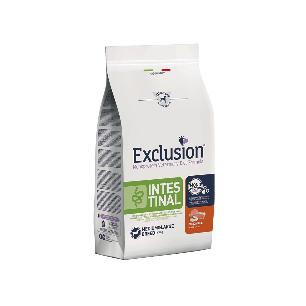 Exclusion Crocchette cane intestinal maiale e riso medium large 12 kg