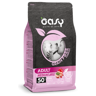 Oasy Dog Crocchette  Grain Free Adult Medium/Large 12 Kg Maiale