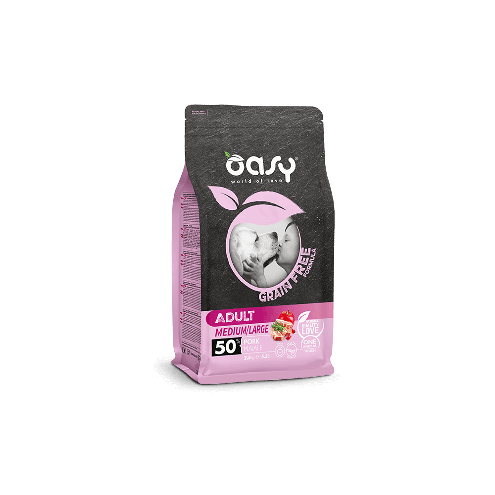 Oasy Dog Crocchette  Grain Free Adult Medium/Large 12 Kg Maiale