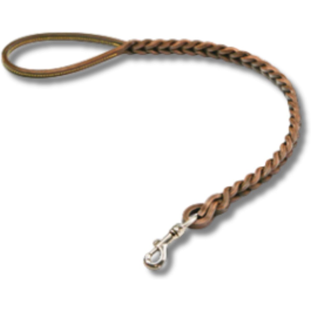 Guinzaglio Treccia Doppia Bicolore Cuoio