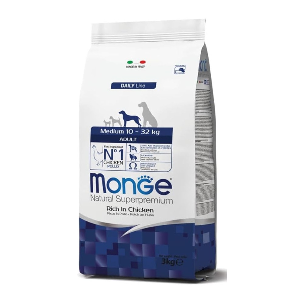 Monge Natural Superpremium Medium Adult Ricco in Pollo 12 kg crocchette cane