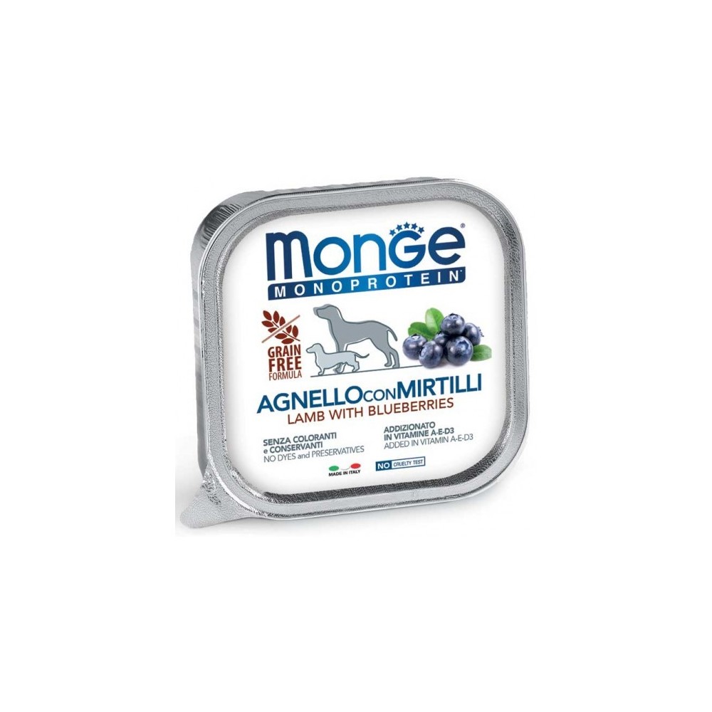 Monge Solo Agnello E Mirtilli 150Gr cibo umido per cane