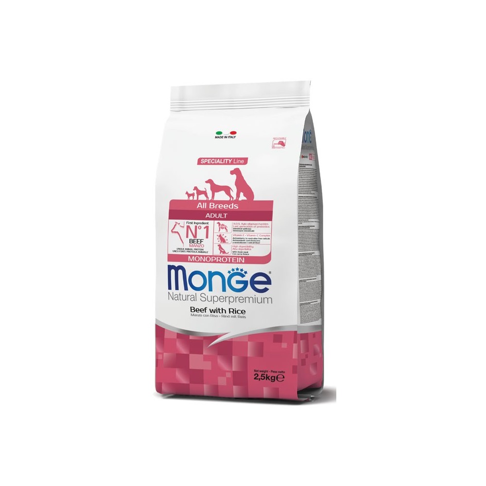 Monge Dog crocchette cane  Adult Manzo e Riso 12 Kg