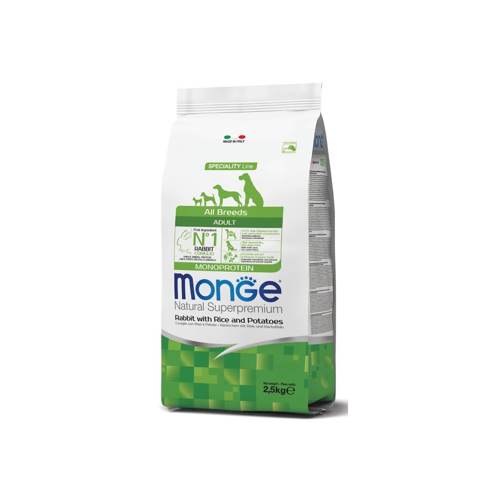 Monge Dog crocchette cane  Adult Coniglio Riso 12Kg