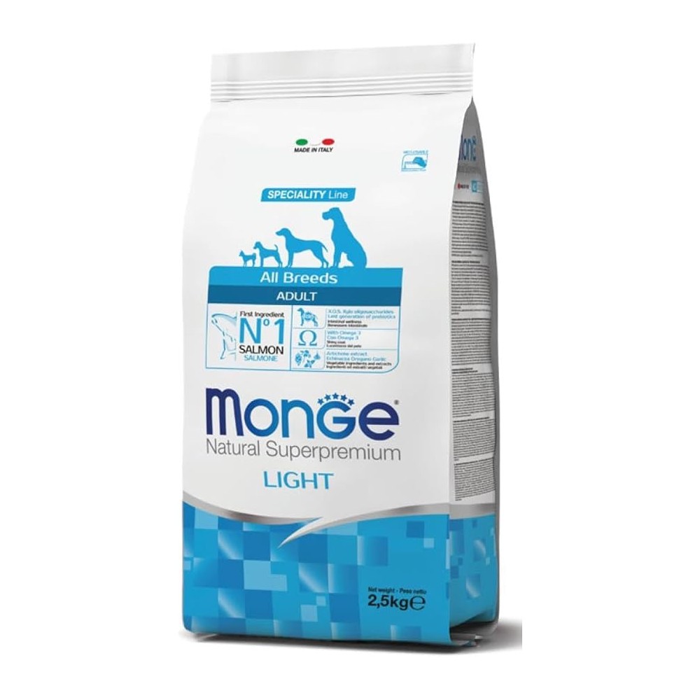 Monge Natural Superpremium All Breeds Adult Light Salmone con Riso 12 kg crocchette cane