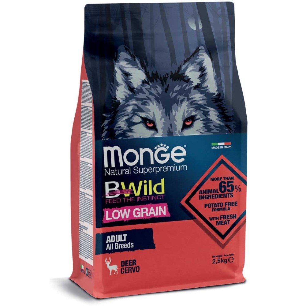Monge  Bwild  Low grain crocchette cane  Cervo 12Kg