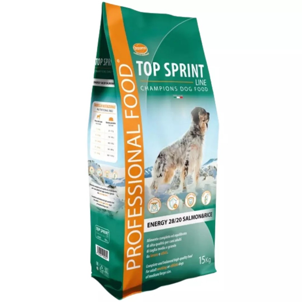 Top Sprint Energy 28/20 Adult Dog Crocchette salmone e riso 15kg crocchette cane