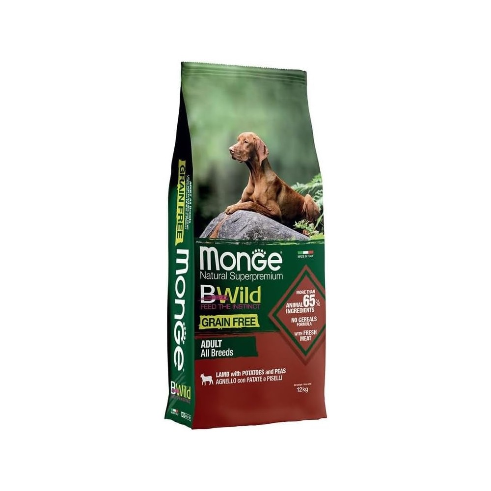 Monge BWild Grain Free crocchette cane adult   Agnello Patate Piselli 12K