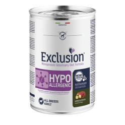 Exclusion hypoallergenic cibo umido per cani adulti cavallo 400gr