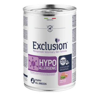 Exclusion hypoallergenic cibo umido per cani puppy maiale 400gr