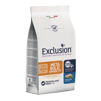 Exclusion Crocchette Cane Metabolic e Mobility Medium e Large adult 2 kg Maiale e Fibre