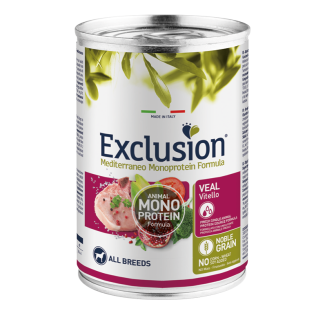 Exclusion Monoprotein Noble Grain cibo umido per cani adulti vitello  400 Gr