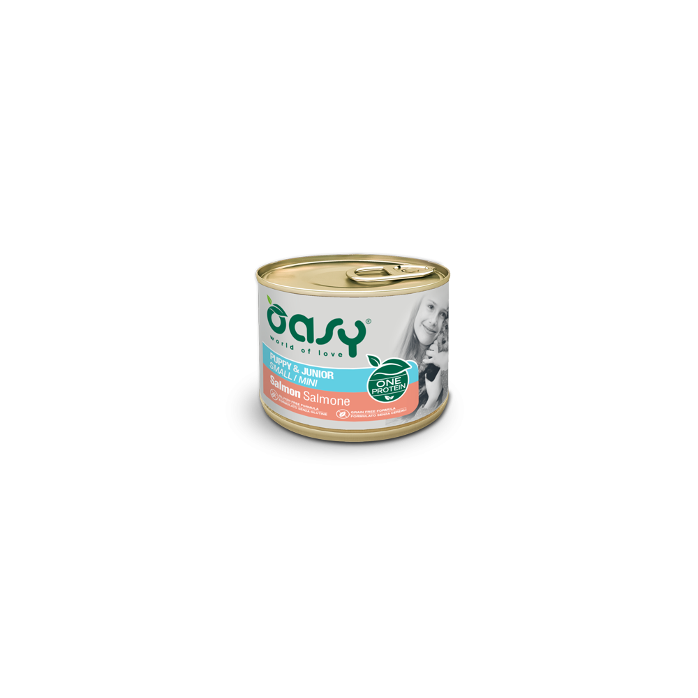Oasy Dog Monoproteico  Mini Lattine 200 Gr Puppy Salmone cibo umido