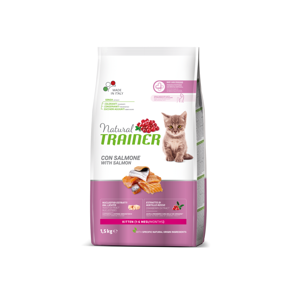 Natural Trainer crocchetta gatto Kitten  300 Gr Salmone
