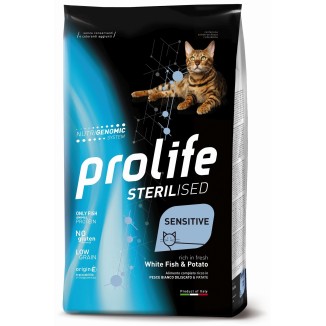 Prolife Crocchette  Gatto Sterilised Grfain free Sensitive Pesce Bianco 1.5 k