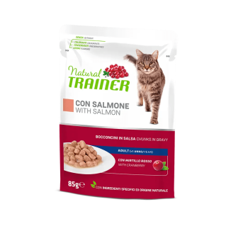 Natural Trainer gatto  bocconcini Bustine 85 Gr Salmone cibo umido