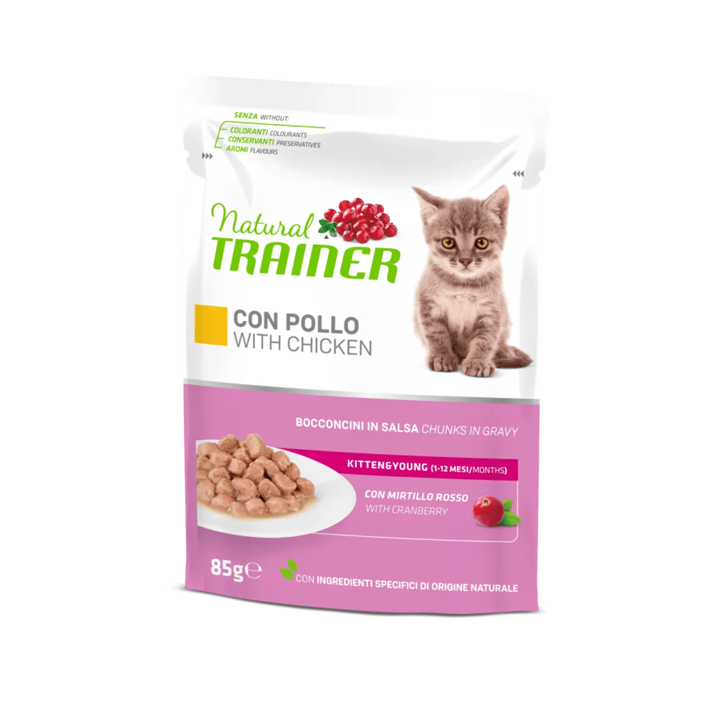 Natural Trainer gatto boccocini  Bustine 85 Gr Kitten Pollo