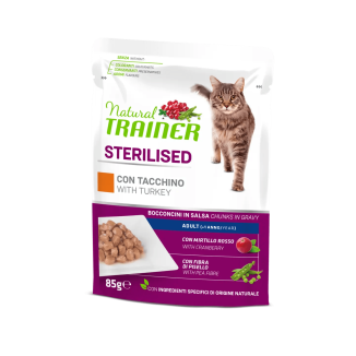 Natural Trainer gatto bocconcini  Bustine 85 Gr Sterilised Tacchino