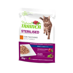 Natural Trainer gatto bocconcini  Bustine 85 Gr Sterilised Tacchino