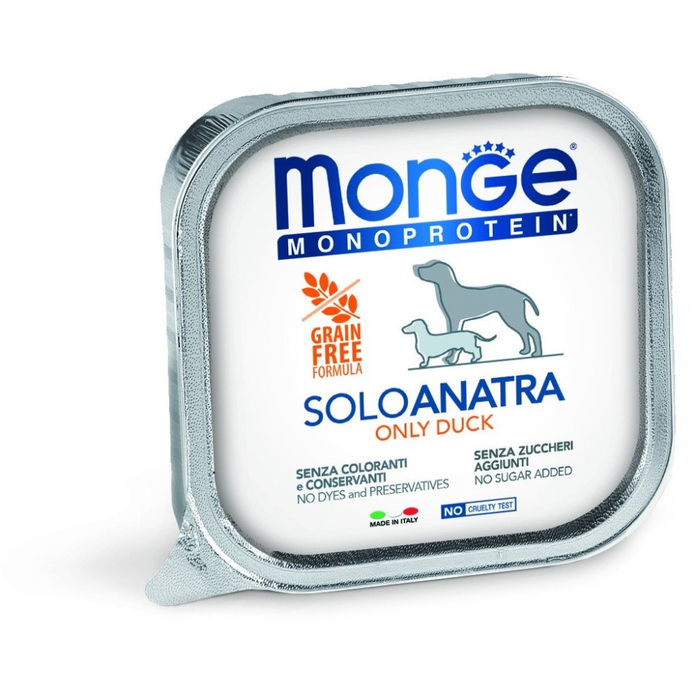Monge Monoprotein per cani adulti Paté Solo Anatra 150 gr