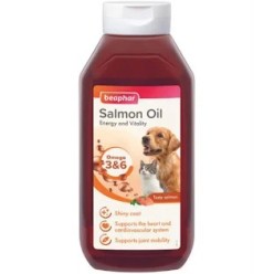 Beaphar Olio di Salmone, Integratore Ricco di Acidi Grassi, con Omega 3 e Omega 6, 430 Ml