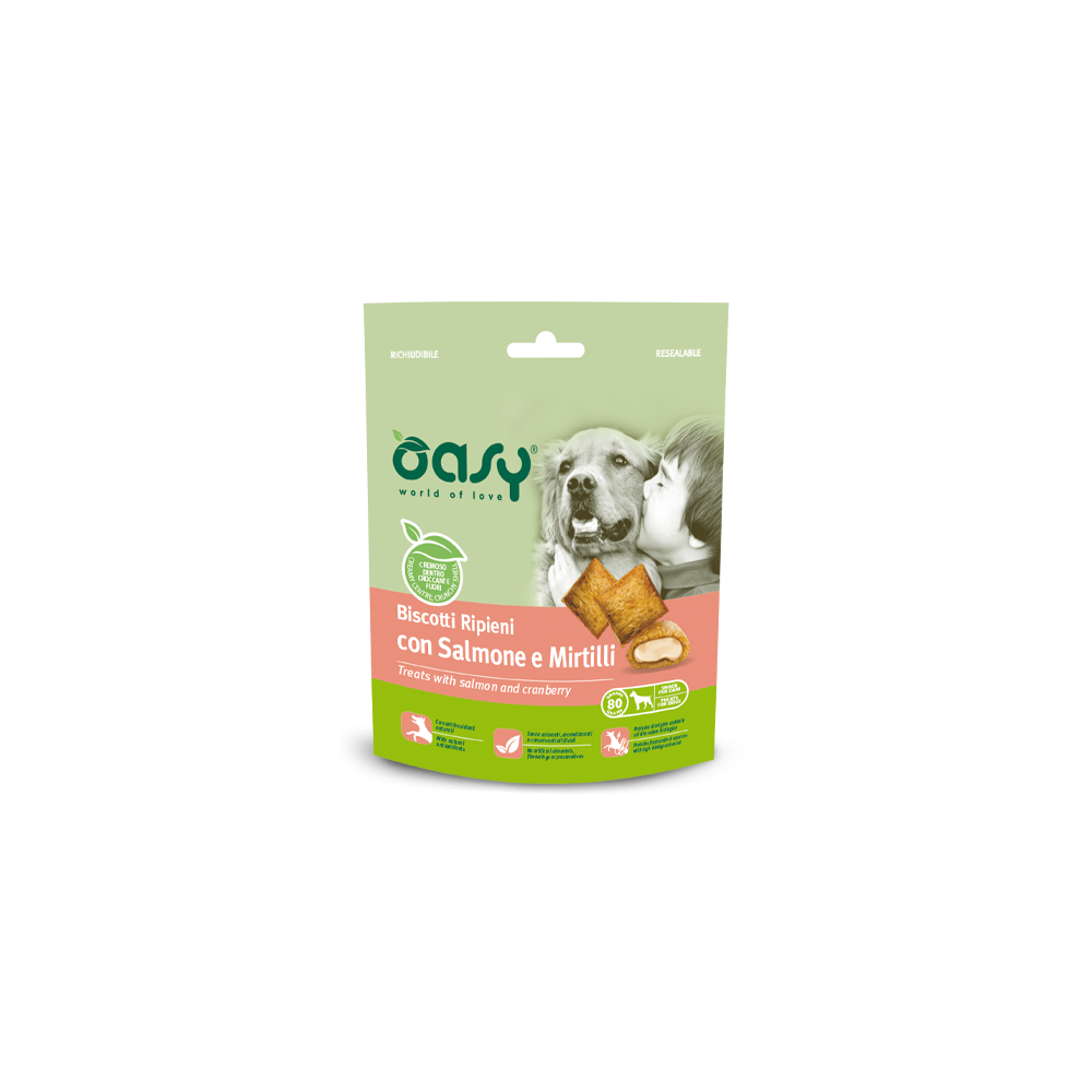 Oasy Snack Dog - Biscotti Ripieni Con Salmone E Mirtilli
