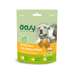 oasy snack dog biscotti ripieni con anatra e patate 80gr