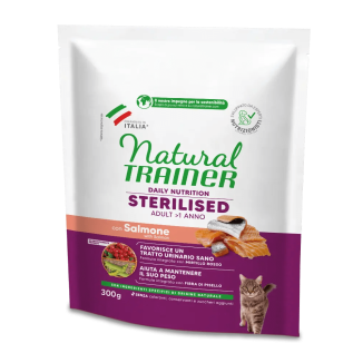 Natural trainer crocchette gatto  Sterilised 300 Gr Salmone