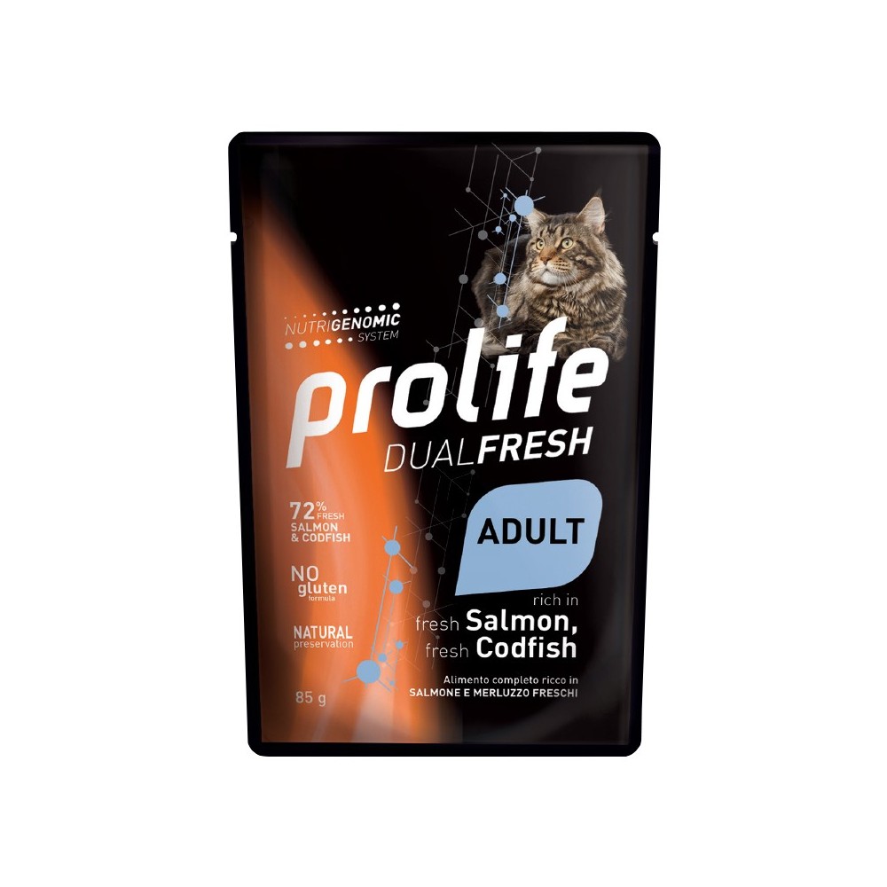 Prolife dual fresh Gatto Salmone  e Merluzzo  85Gr cibo umido