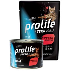 Prolife Gatto  Sterilised Grain Free 85 Gr Manzo cibo umido