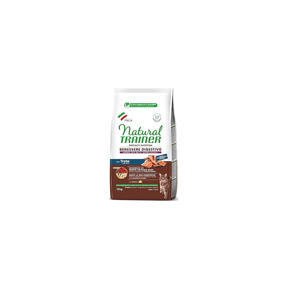 NATURAL TRAINER  CROCCHETTE GATTO  BENESSERE DIGESTIVO TROTA 300gr