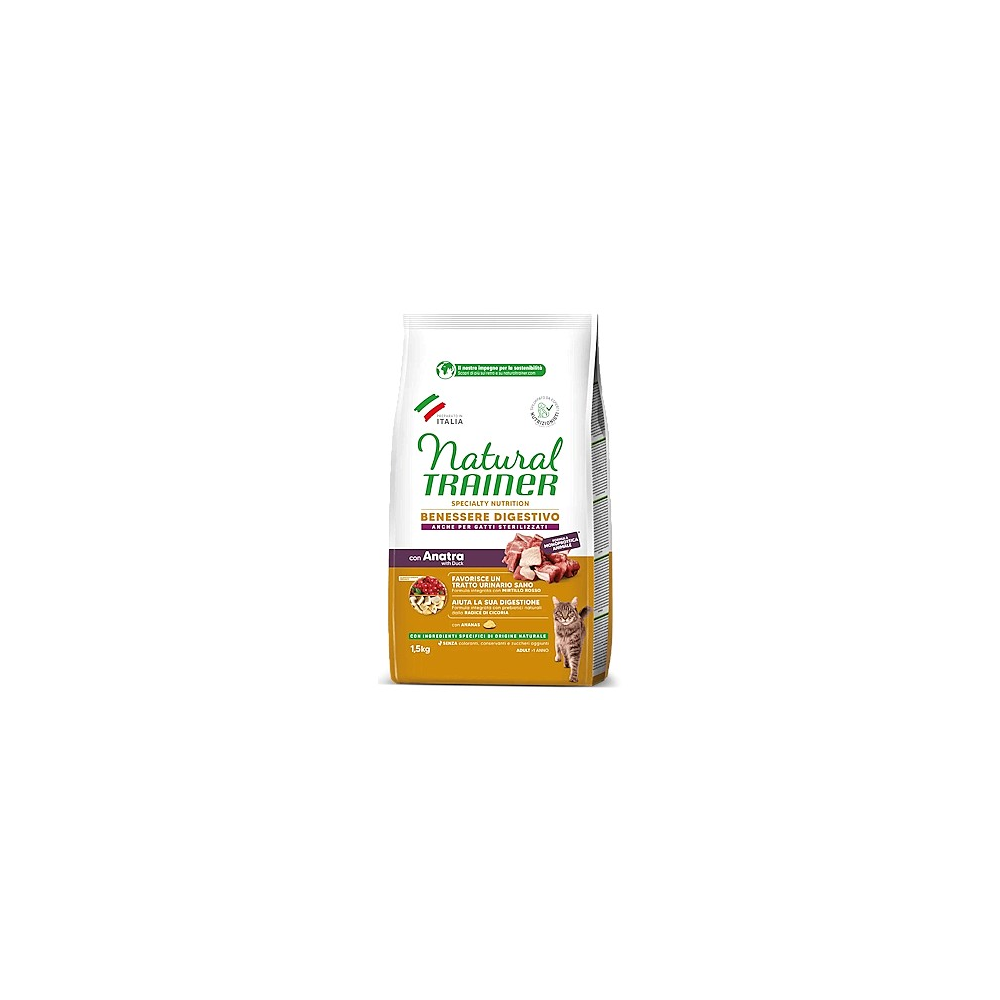NATURAL TRAINER CROCCHETTE GATTO BENESSERE DIGESTIVO ANATRA 1.5KG