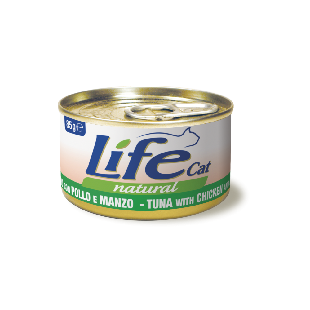 Life Cat Tonno/Pollo/Manzo 85 Gr cibo umido